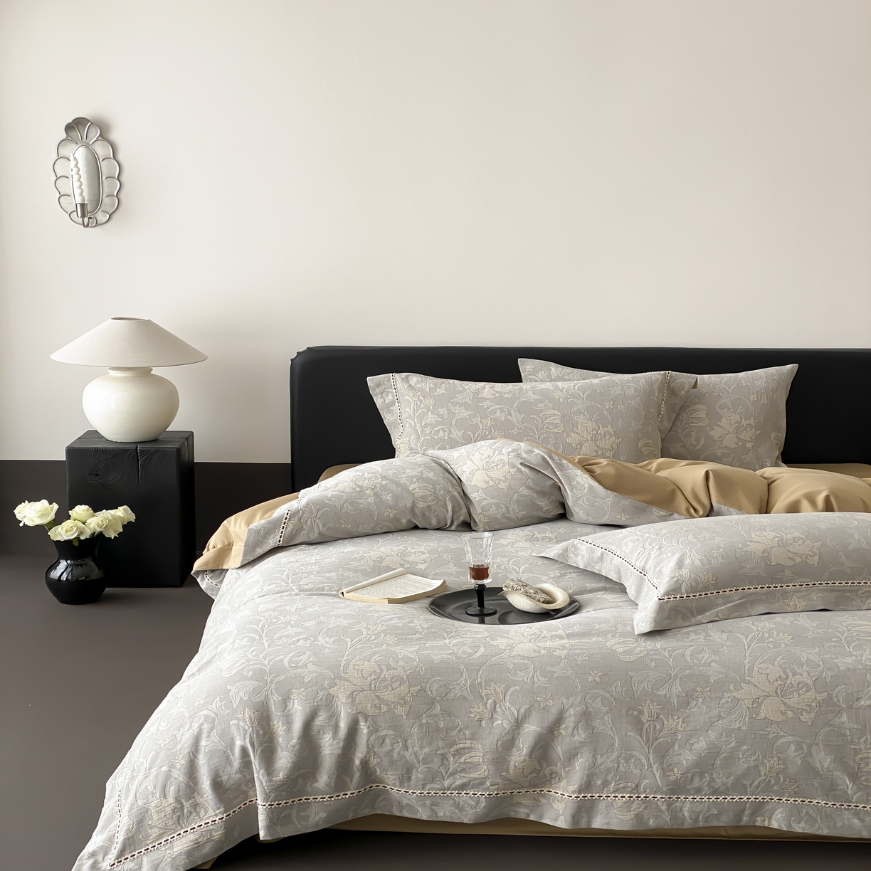 91家纺网 家纺一手货源 找家纺 （总）赫帛 2025新款60支全棉双层纱四件套-藤语