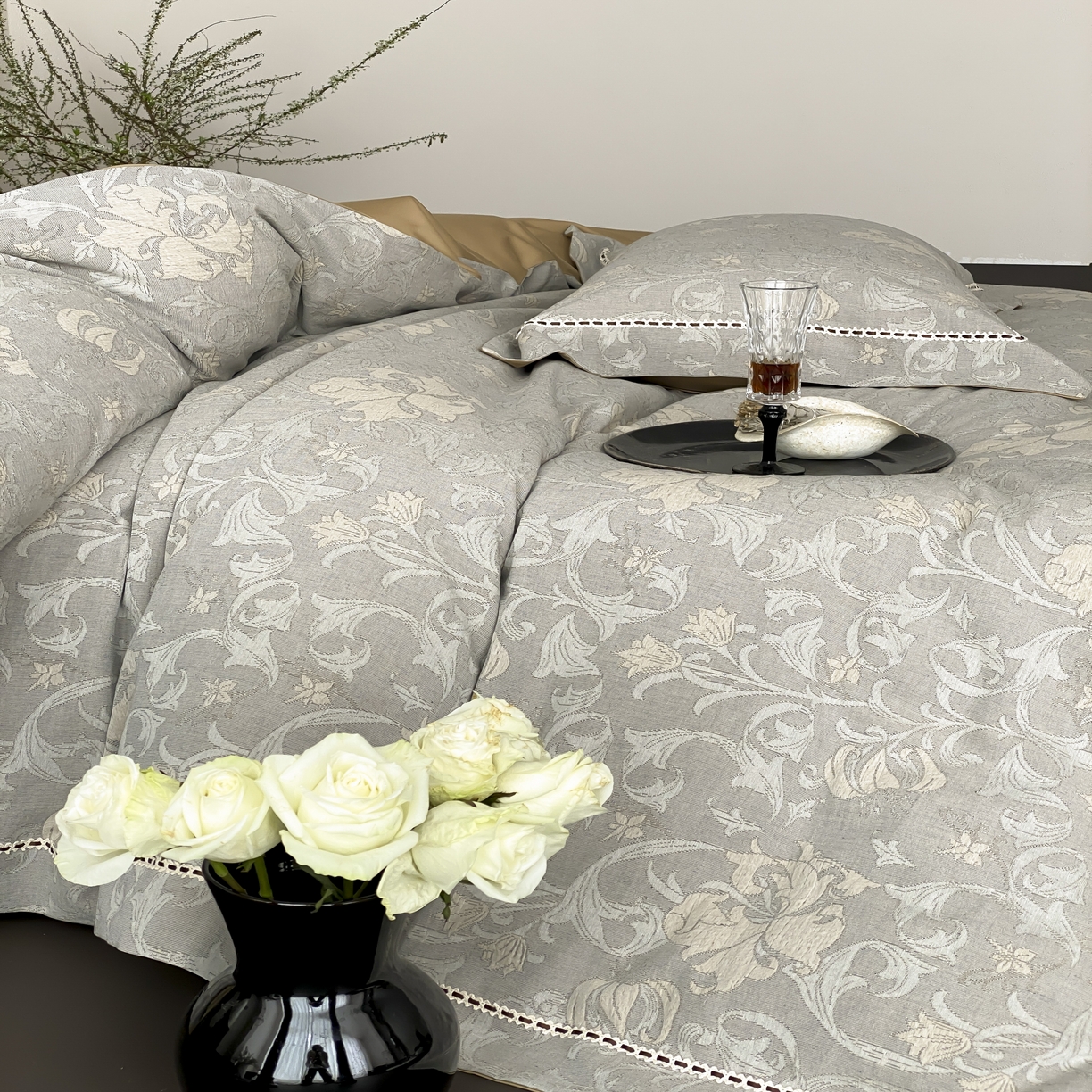 91家纺网 家纺一手货源 找家纺 （总）赫帛 2025新款60支全棉双层纱四件套-藤语