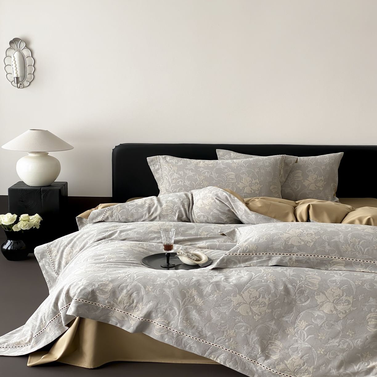 91家纺网 家纺一手货源 找家纺 （总）赫帛 2025新款60支全棉双层纱四件套-藤语