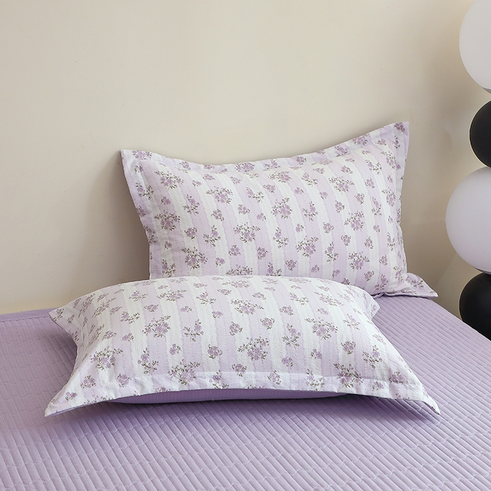 91家纺网 家纺一手货源 找家纺 仟网汇 2025新款亲肤皱皱棉四件套皱皱纱四件套 半暖时光-紫