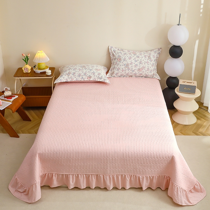 91家纺网 家纺一手货源 找家纺 仟网汇 2025新款亲肤皱皱棉四件套皱皱纱四件套 花园里