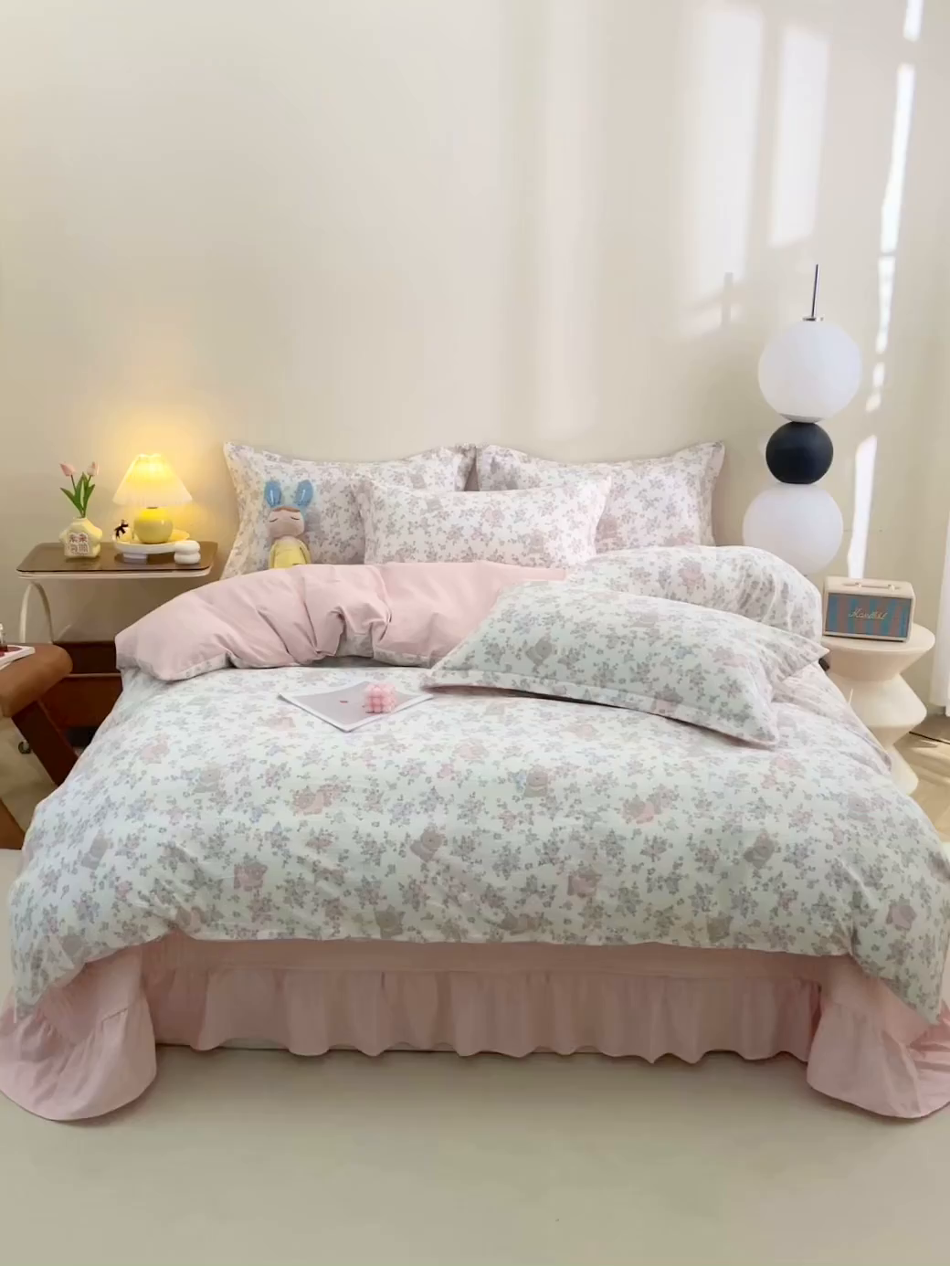 91家纺网 家纺一手货源 找家纺 仟网汇 2025新款亲肤皱皱棉四件套皱皱纱四件套 花园里