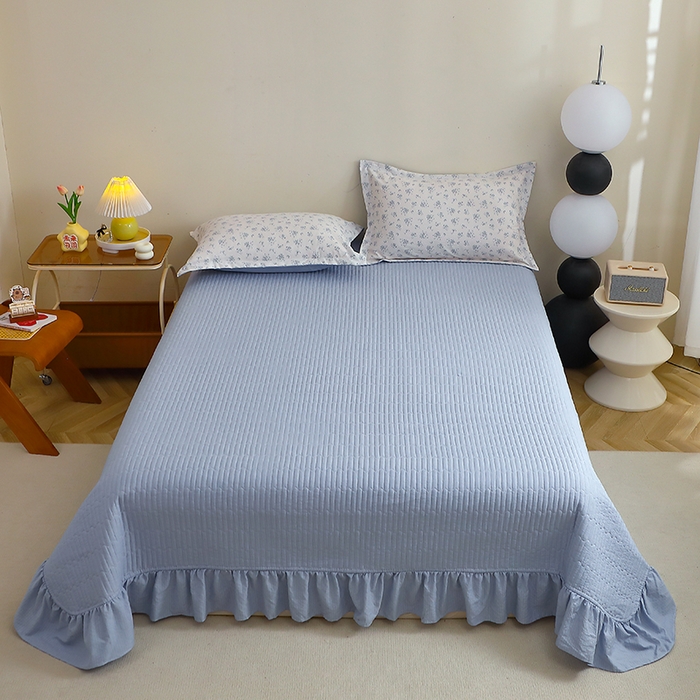 91家纺网 家纺一手货源 找家纺 仟网汇 2025新款亲肤皱皱棉四件套皱皱纱四件套 兰黛