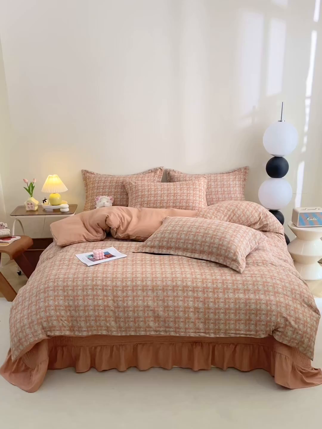 91家纺网 家纺一手货源 找家纺 仟网汇 2025新款亲肤皱皱棉四件套皱皱纱四件套 罗曼