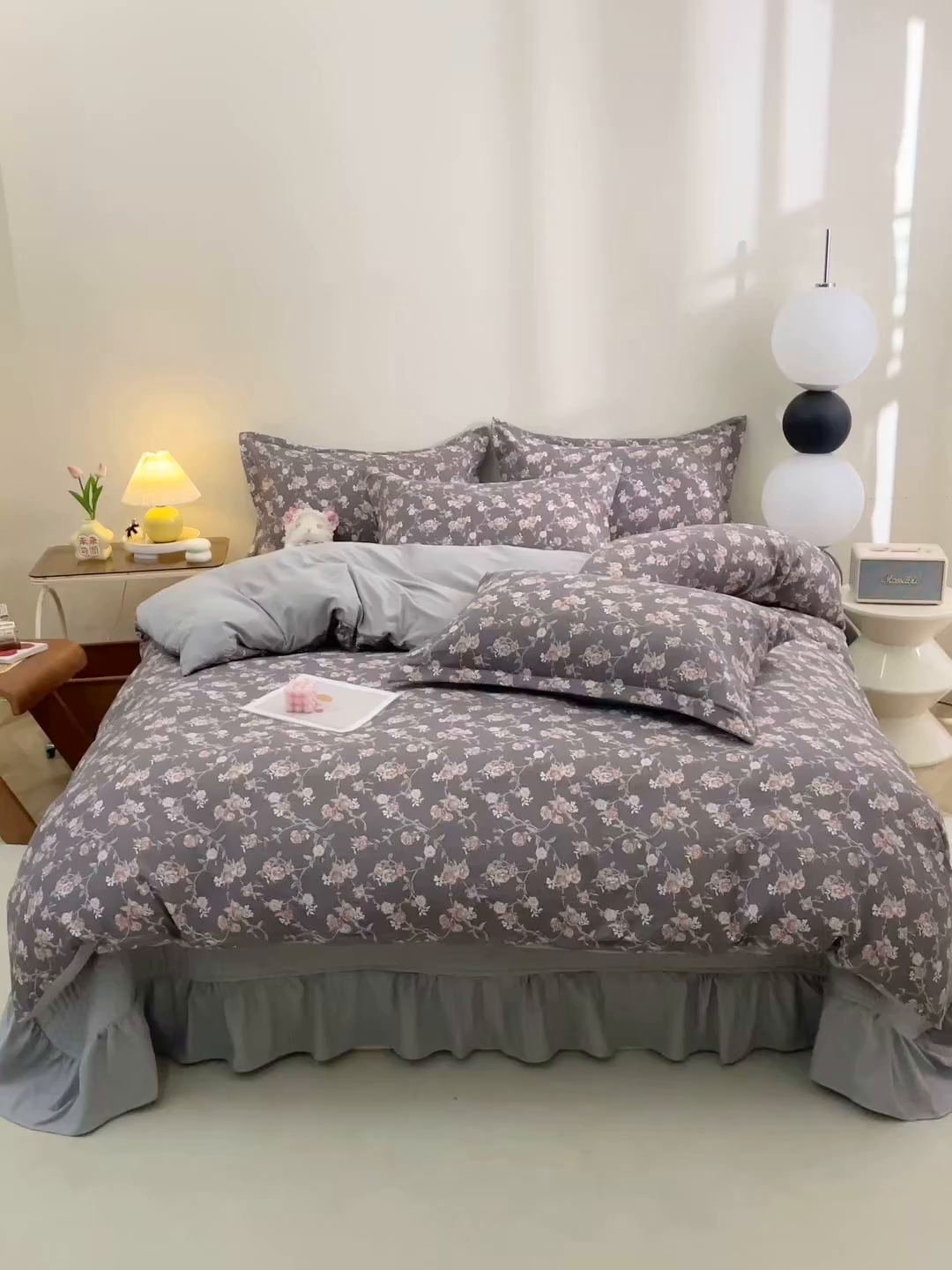 91家纺网 家纺一手货源 找家纺 仟网汇 2025新款亲肤皱皱棉四件套皱皱纱四件套 塞纳河畔