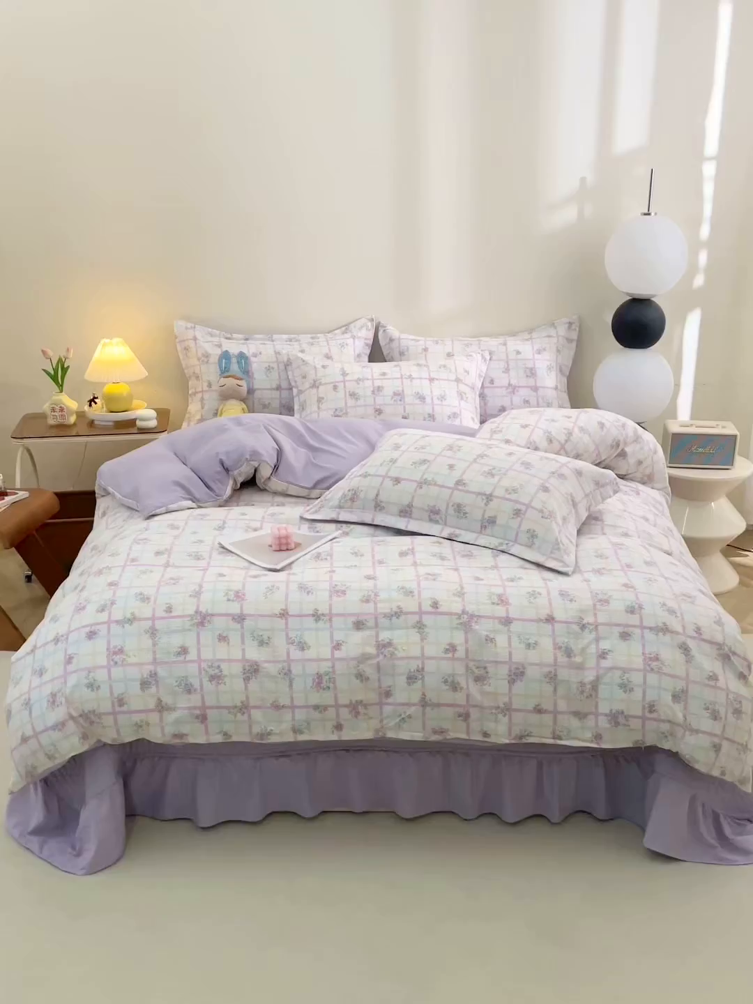 91家纺网 家纺一手货源 找家纺 仟网汇 2025新款亲肤皱皱棉四件套皱皱纱四件套 时恋