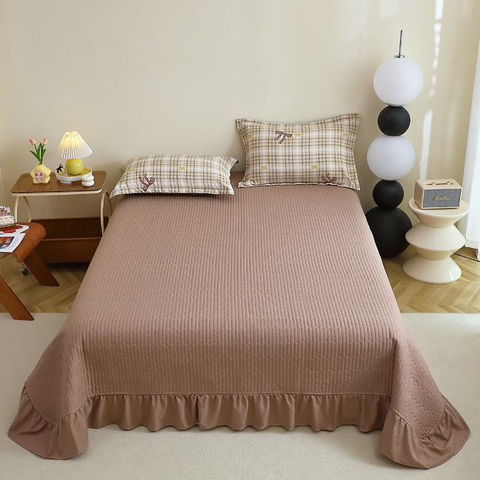 91家纺网 家纺一手货源 找家纺 仟网汇 2025新款亲肤皱皱棉四件套皱皱纱四件套 甜心奶泡