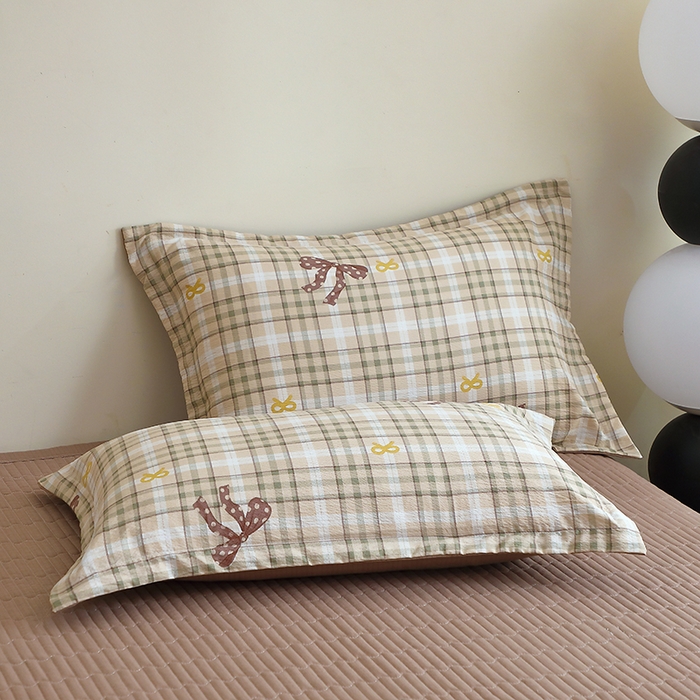 91家纺网 家纺一手货源 找家纺 仟网汇 2025新款亲肤皱皱棉四件套皱皱纱四件套 甜心奶泡