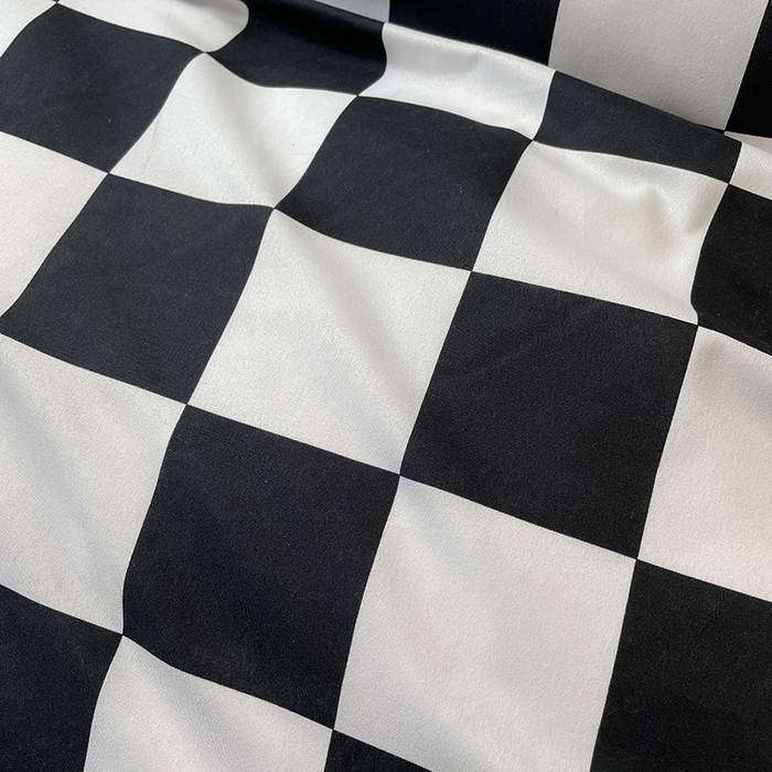 91家纺网 家纺一手货源 找家纺 港岛妹妹 2025年春夏新款芦荟棉印花四件套 棋盘格-黑