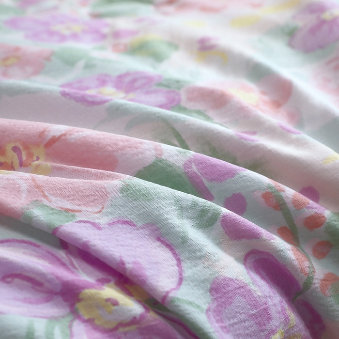 91家纺网 家纺一手货源 找家纺 仟网汇 2025新款亲肤皱皱棉四件套皱皱纱四件套 韵染斑斓