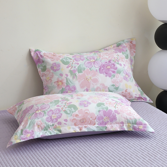 91家纺网 家纺一手货源 找家纺 仟网汇 2025新款亲肤皱皱棉四件套皱皱纱四件套 韵染斑斓