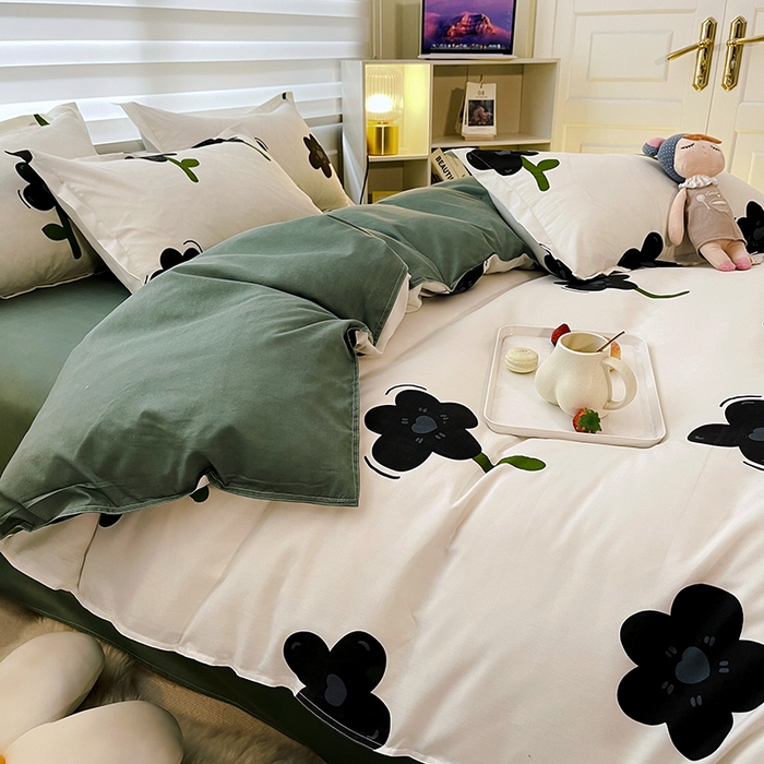 91家纺网 家纺一手货源 找家纺 港岛妹妹 2025年春夏新款芦荟棉印花四件套 轻颜