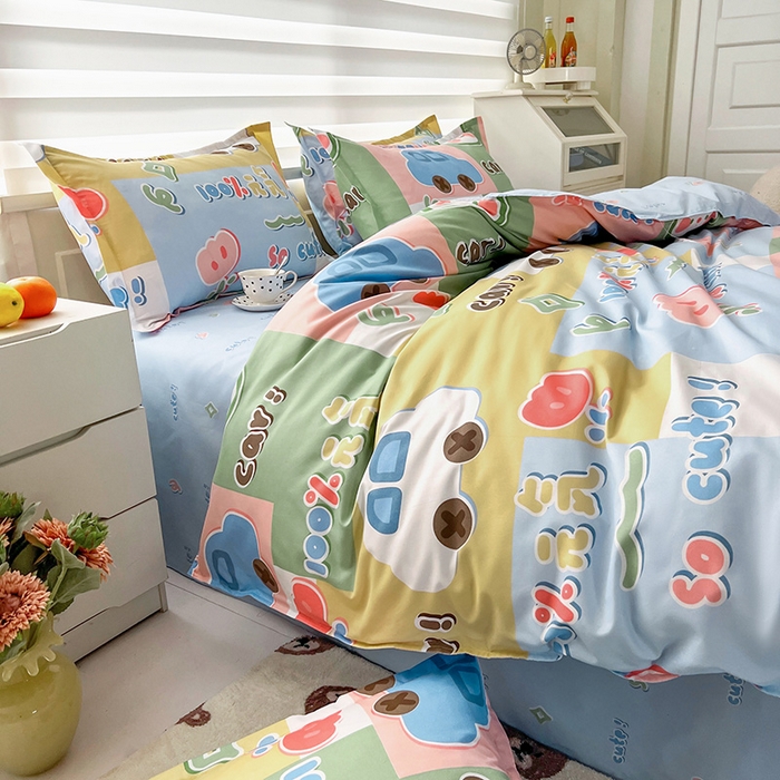 91家纺网 家纺一手货源 找家纺 港岛妹妹 2025年春夏新款芦荟棉印花四件套 元气满满