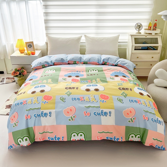 91家纺网 家纺一手货源 找家纺 港岛妹妹 2025年春夏新款芦荟棉印花四件套 元气满满