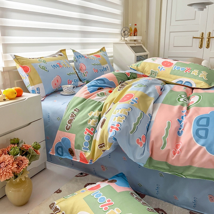 91家纺网 家纺一手货源 找家纺 港岛妹妹 2025年春夏新款芦荟棉印花四件套 元气满满