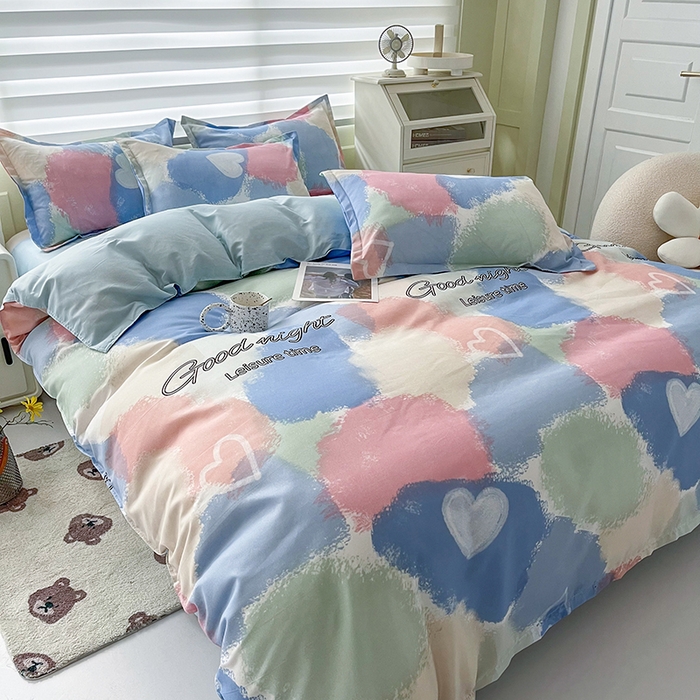 91家纺网 家纺一手货源 找家纺 港岛妹妹 2025年春夏新款芦荟棉印花四件套 渲染