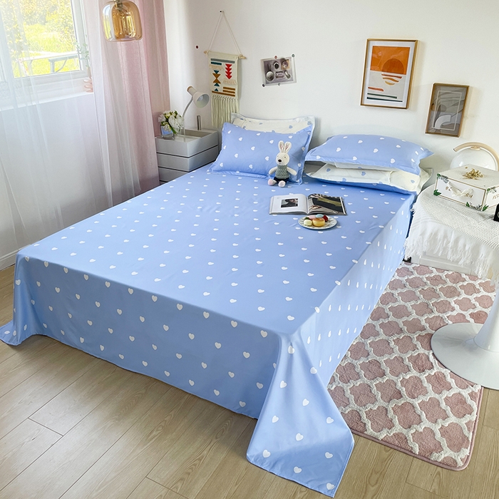 91家纺网 家纺一手货源 找家纺 港岛妹妹 2025年春夏新款芦荟棉印花四件套 心动-蓝