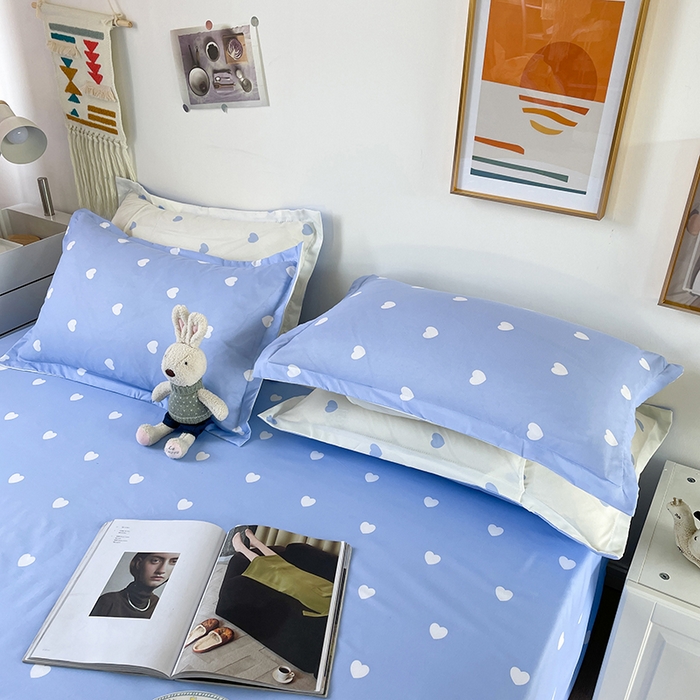 91家纺网 家纺一手货源 找家纺 港岛妹妹 2025年春夏新款芦荟棉印花四件套 心动-蓝