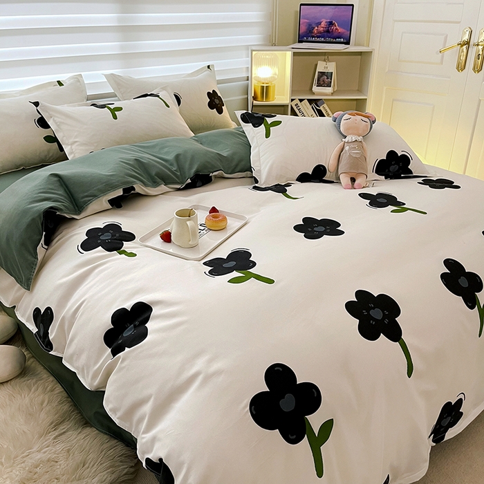 91家纺网 家纺一手货源 找家纺 港岛妹妹 2025年春夏新款芦荟棉印花四件套 轻颜