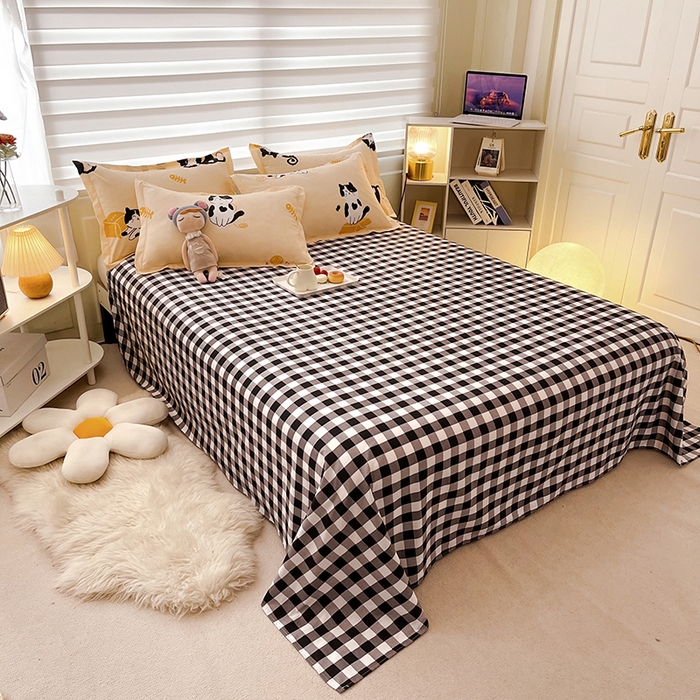 91家纺网 家纺一手货源 找家纺 港岛妹妹 2025年春夏新款芦荟棉印花四件套 奶牛猫