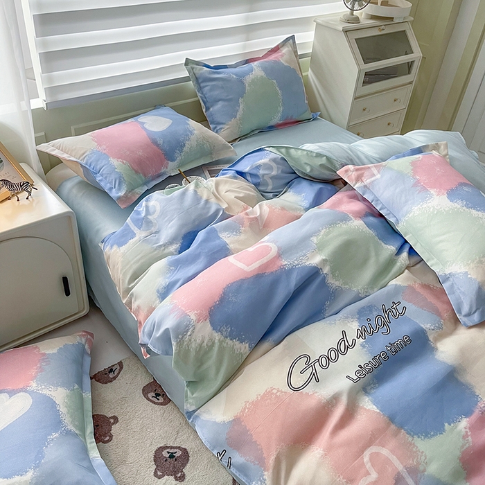 91家纺网 家纺一手货源 找家纺 港岛妹妹 2025年春夏新款芦荟棉印花四件套 渲染