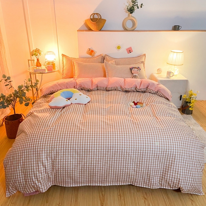 港岛妹妹 2025年春夏新款芦荟棉印花四件套 玉小格