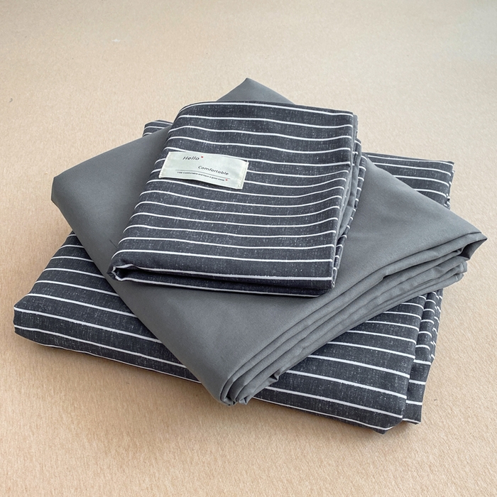 91家纺网 家纺一手货源 找家纺 （总）雅阁尔家纺2025新款无印良品风棋盘格贴标四件套