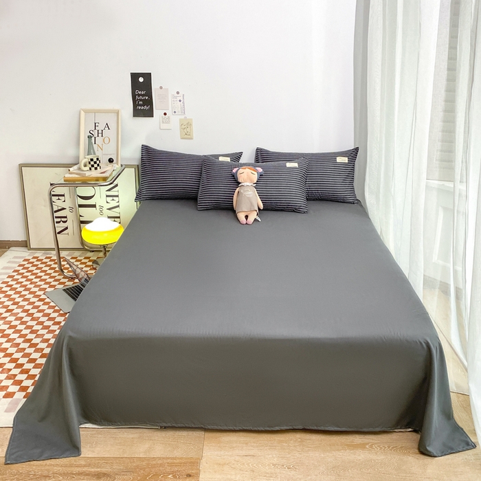 91家纺网 家纺一手货源 找家纺 （总）雅阁尔家纺2025新款无印良品风棋盘格贴标四件套