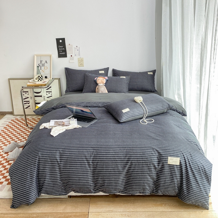 91家纺网 家纺一手货源 找家纺 （总）雅阁尔家纺2025新款无印良品风棋盘格贴标四件套