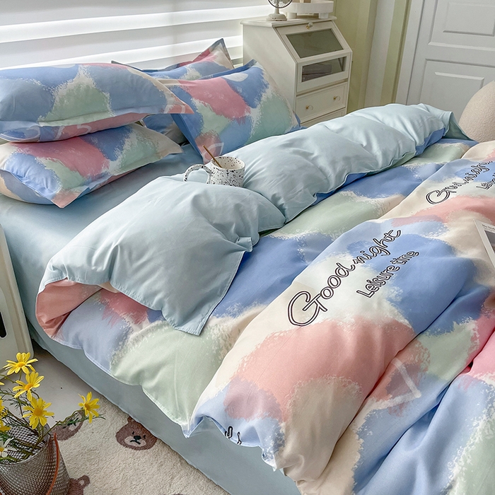 91家纺网 家纺一手货源 找家纺 港岛妹妹 2025年春夏新款芦荟棉印花四件套 渲染