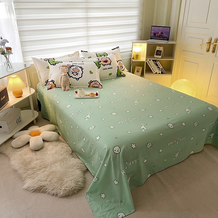 91家纺网 家纺一手货源 找家纺 港岛妹妹 2025年春夏新款芦荟棉印花四件套 羊咩咩