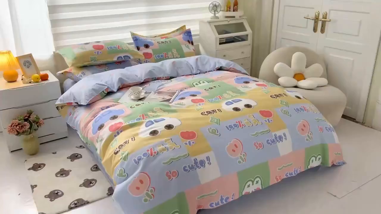 91家纺网 家纺一手货源 找家纺 港岛妹妹 2025年春夏新款芦荟棉印花四件套 元气满满