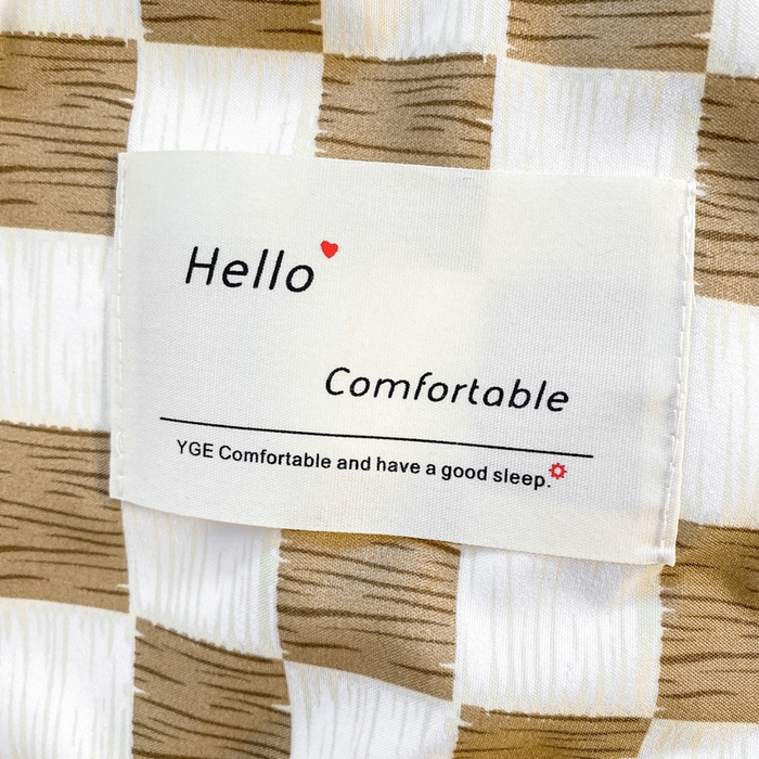 91家纺网 家纺一手货源 找家纺 雅阁尔家纺2025新款无印良品风棋盘格贴标四件套 布丁奶茶色