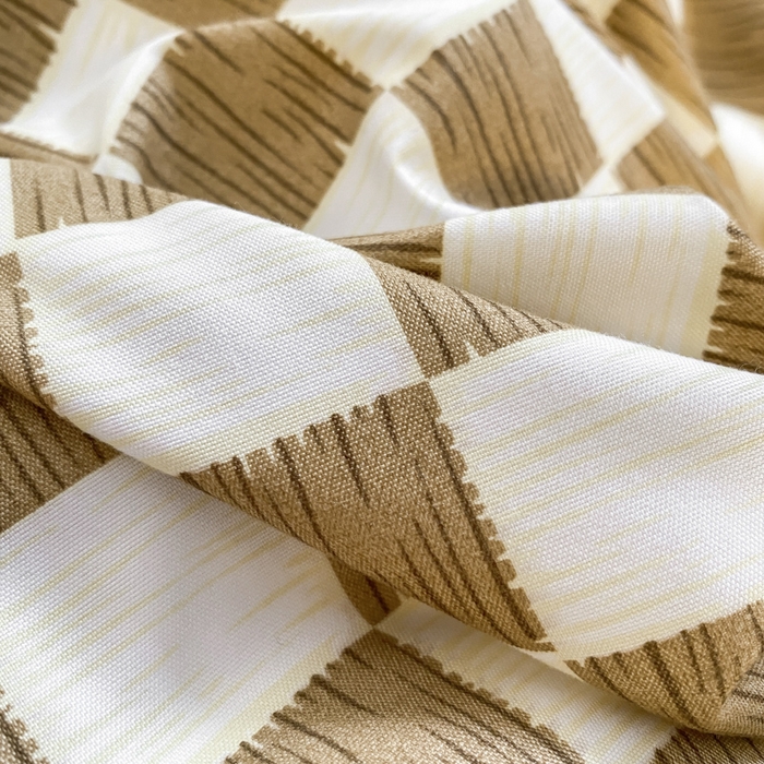 91家纺网 家纺一手货源 找家纺 雅阁尔家纺2025新款无印良品风棋盘格贴标四件套 布丁奶茶色