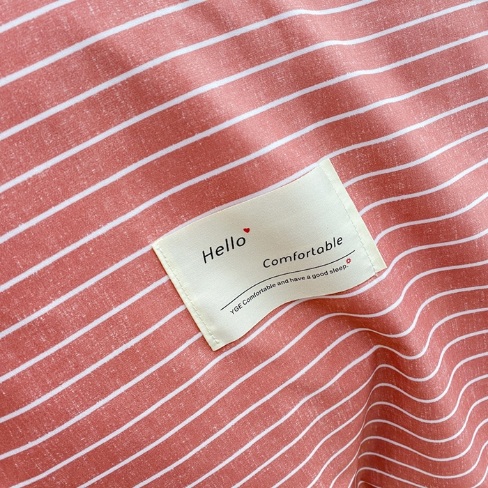 91家纺网 家纺一手货源 找家纺 雅阁尔家纺2025新款无印良品风棋盘格贴标四件套 豆沙条