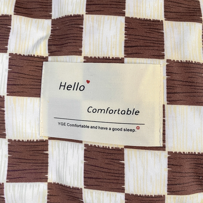 91家纺网 家纺一手货源 找家纺 雅阁尔家纺2025新款无印良品风棋盘格贴标四件套 复古咖