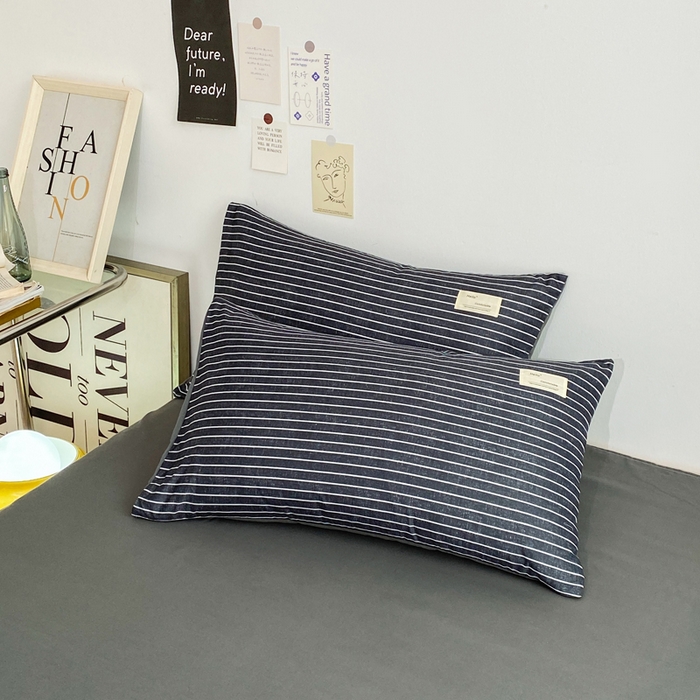 91家纺网 家纺一手货源 找家纺 雅阁尔家纺2025新款无印良品风棋盘格贴标四件套 黑白条