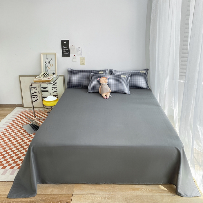 91家纺网 家纺一手货源 找家纺 雅阁尔家纺2025新款无印良品风棋盘格贴标四件套 黑白小格