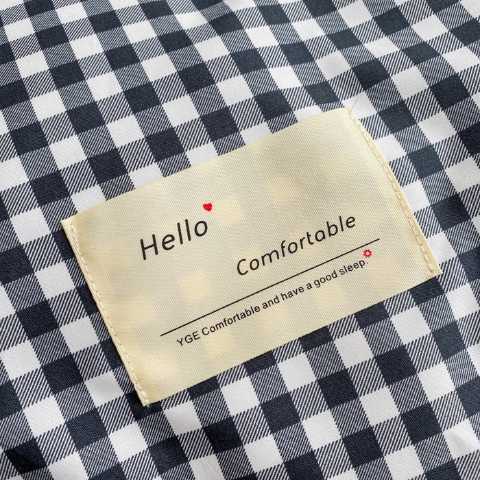 91家纺网 家纺一手货源 找家纺 雅阁尔家纺2025新款无印良品风棋盘格贴标四件套 黑白小格