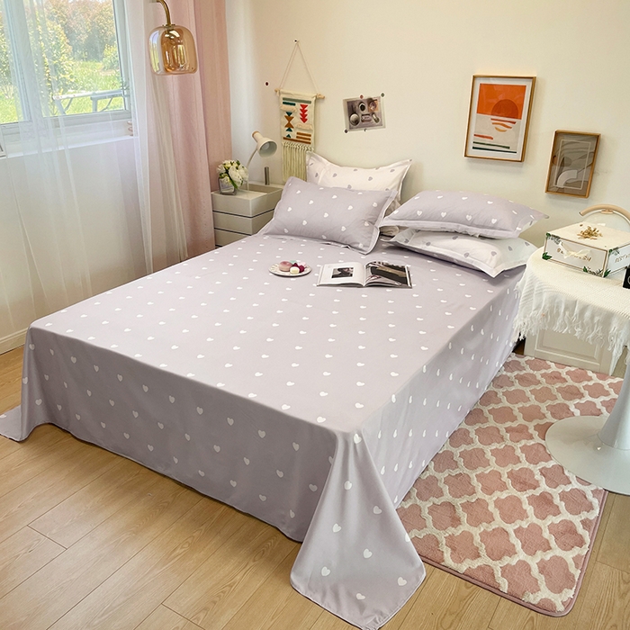 91家纺网 家纺一手货源 找家纺 港岛妹妹 2025年春夏新款芦荟棉印花四件套 心动-灰