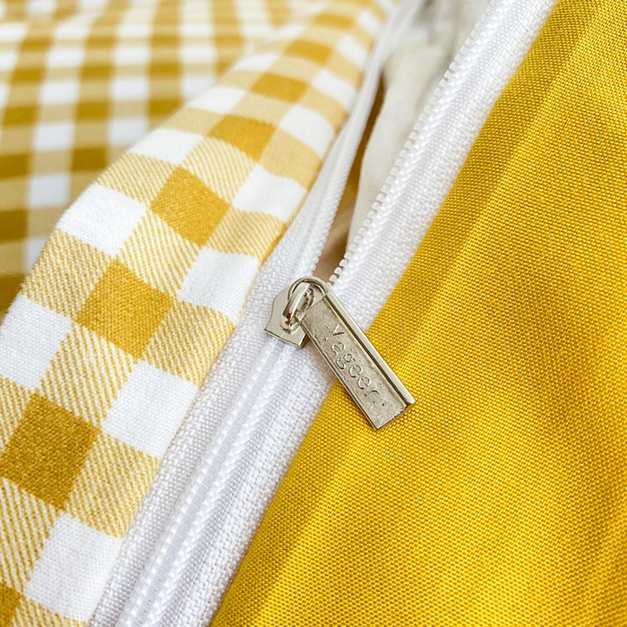 91家纺网 家纺一手货源 找家纺 雅阁尔家纺2025新款无印良品风棋盘格贴标四件套 黄小格