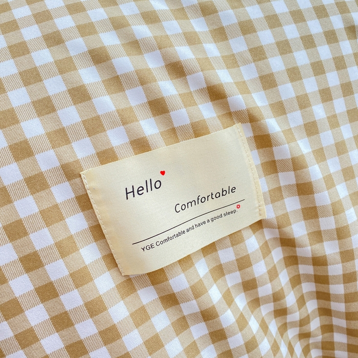 91家纺网 家纺一手货源 找家纺 雅阁尔家纺2025新款无印良品风棋盘格贴标四件套 米小格