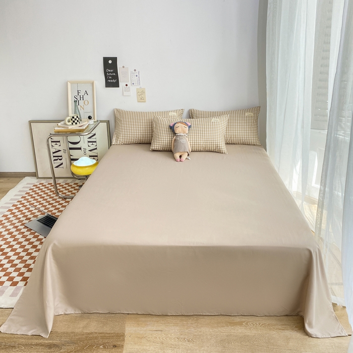 91家纺网 家纺一手货源 找家纺 雅阁尔家纺2025新款无印良品风棋盘格贴标四件套 米小格