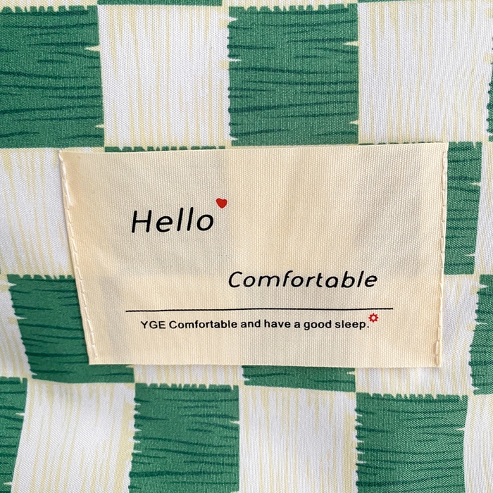 91家纺网 家纺一手货源 找家纺 雅阁尔家纺2025新款无印良品风棋盘格贴标四件套 棋盘格-绿