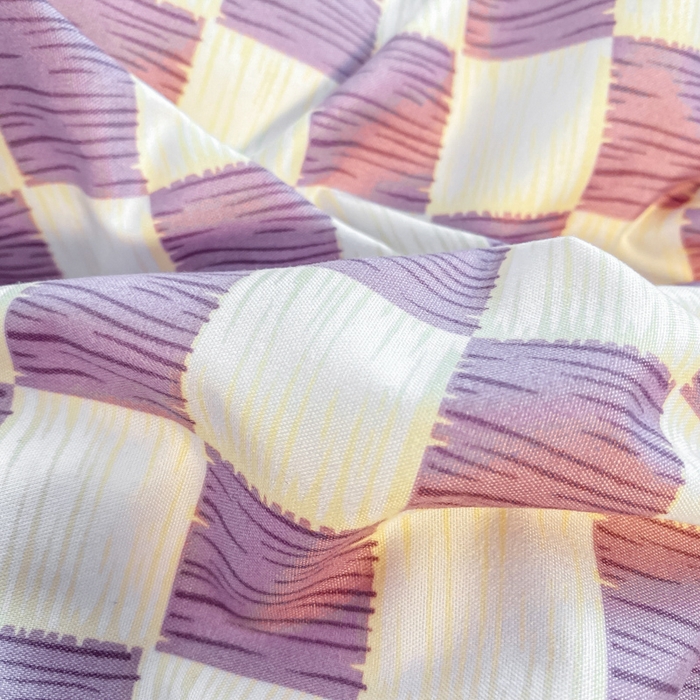 91家纺网 家纺一手货源 找家纺 雅阁尔家纺2025新款无印良品风棋盘格贴标四件套 棋盘格-紫