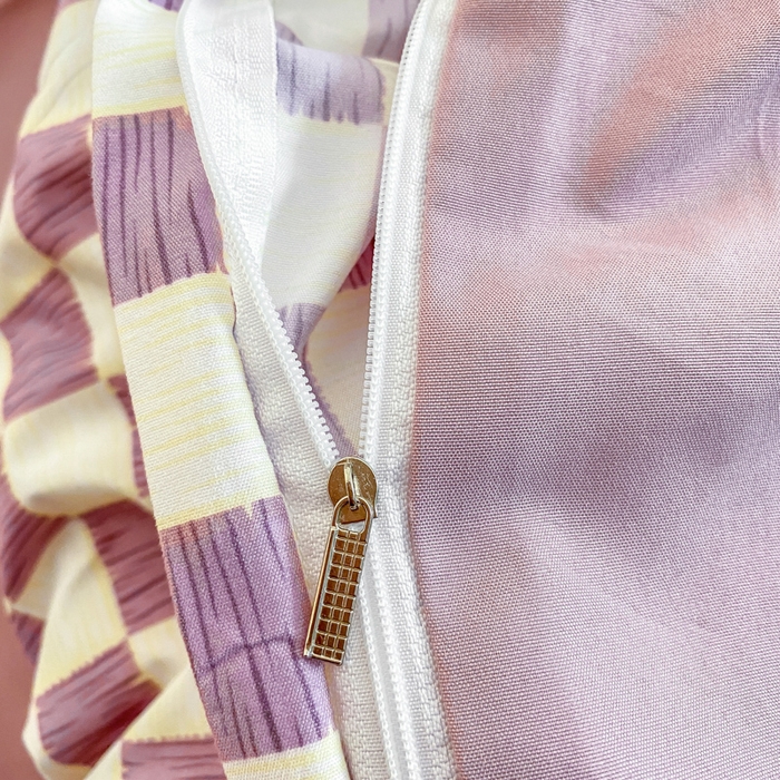 91家纺网 家纺一手货源 找家纺 雅阁尔家纺2025新款无印良品风棋盘格贴标四件套 棋盘格-紫