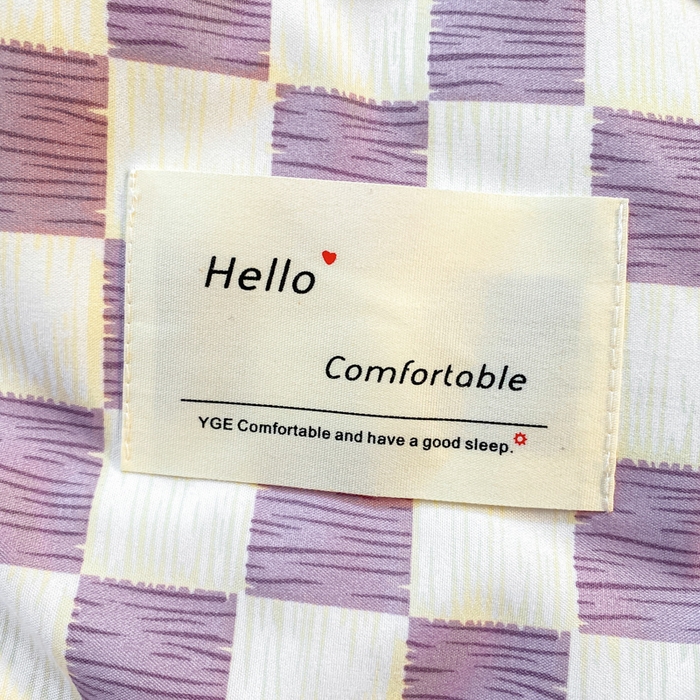 91家纺网 家纺一手货源 找家纺 雅阁尔家纺2025新款无印良品风棋盘格贴标四件套 棋盘格-紫