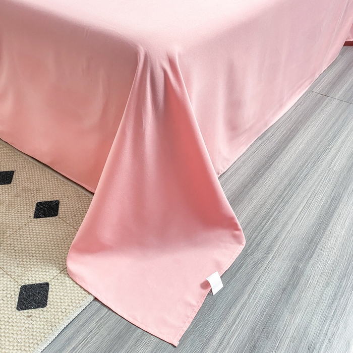 91家纺网 家纺一手货源 找家纺 雅阁尔家纺2025新款无印良品风棋盘格贴标四件套 樱花粉