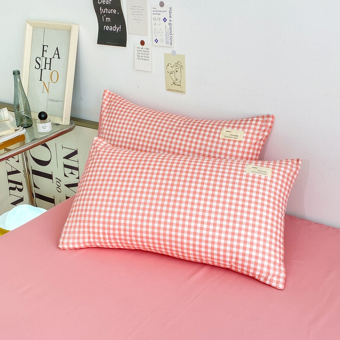 91家纺网 家纺一手货源 找家纺 雅阁尔家纺2025新款无印良品风棋盘格贴标四件套 玉小格