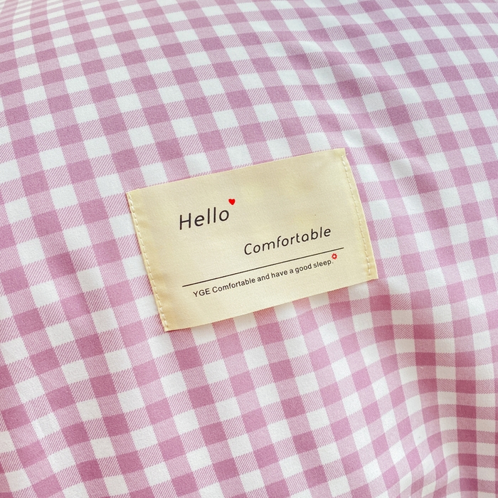 91家纺网 家纺一手货源 找家纺 雅阁尔家纺2025新款无印良品风棋盘格贴标四件套 紫小格